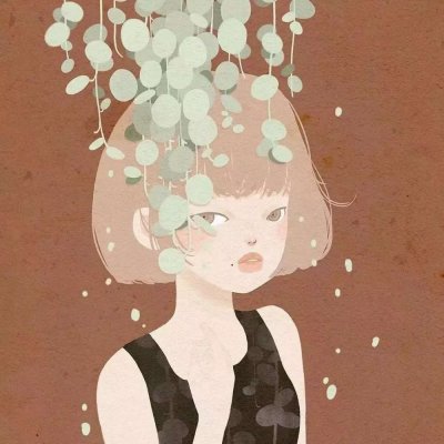 森系文艺卡通手绘头像女生图片